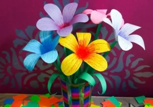 Paper flowers in vase